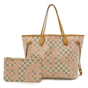 Louis Vuitton Damier Azure Tahiti Neverfull MM Tote Bag Shoulder Tote Rose